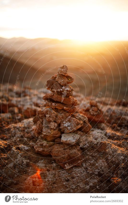 #AS# Creative Performance Art Esthetic Stone Stony Stone floor Stack Pile of stones Fuerteventura Footpath Idyll Signs and labeling Wayside Colour photo