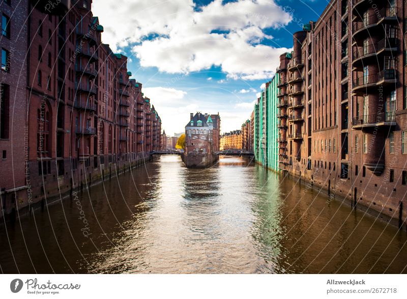 Hamburg Speicherstadt Germany Town Old warehouse district Day Clouds Beautiful weather Channel Storehouse Harbour Trade Deserted City trip Sightseeing