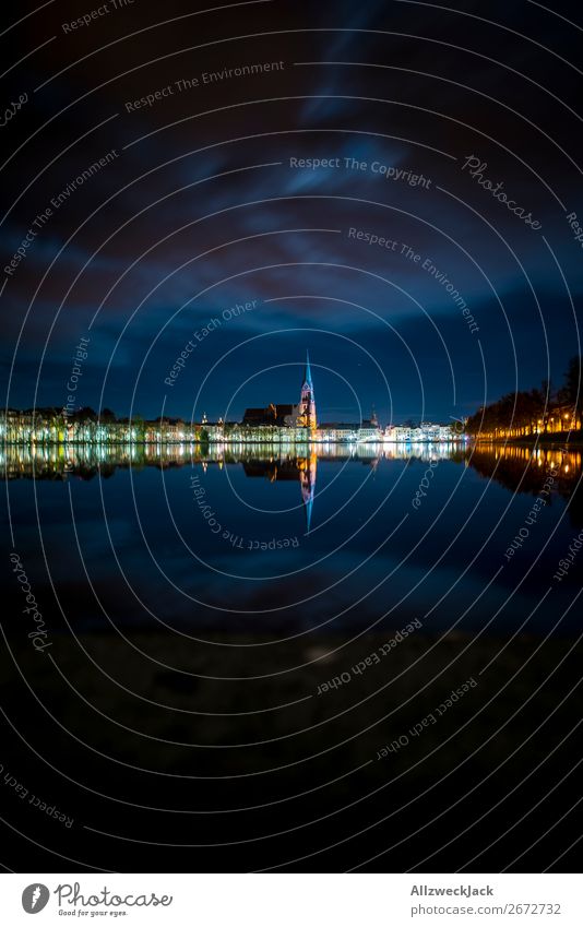 Schwerin Pfaffenteich Reflection Historic Old Town at night Germany Capital city Mecklenburg-Western Pomerania Old building Old town Night Night shot