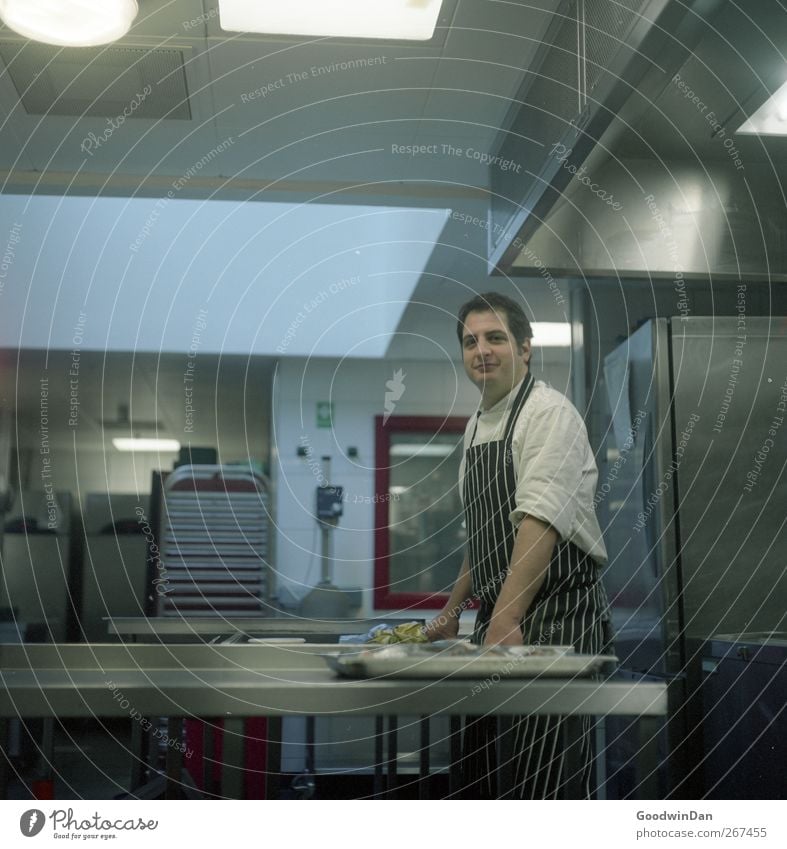 Diego. Work and employment Profession Cook Workplace Kitchen Human being Man Adults 1 Relaxation Wait Authentic Strong Moody Colour photo Interior shot