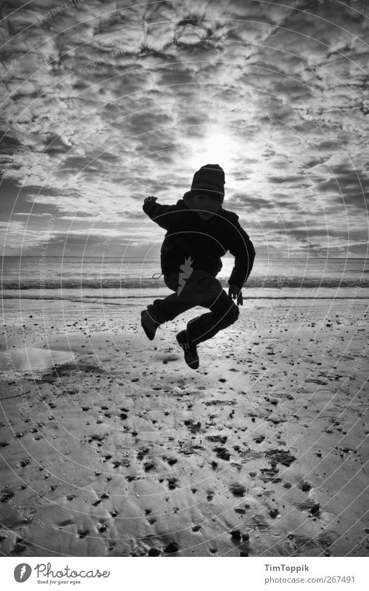 Borkum Bounce #5 North Sea North Sea coast North Sea Islands North Sea beach East frisian island Sky Ocean Clouds Clouds in the sky Sunset Playing Jump 1 Person