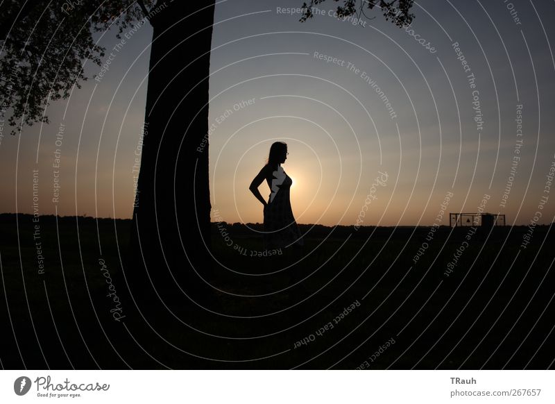 Contrasts at sunset Human being Feminine Young woman Youth (Young adults) Body 1 18 - 30 years Adults Environment Nature Landscape Sunrise Sunset Sunlight
