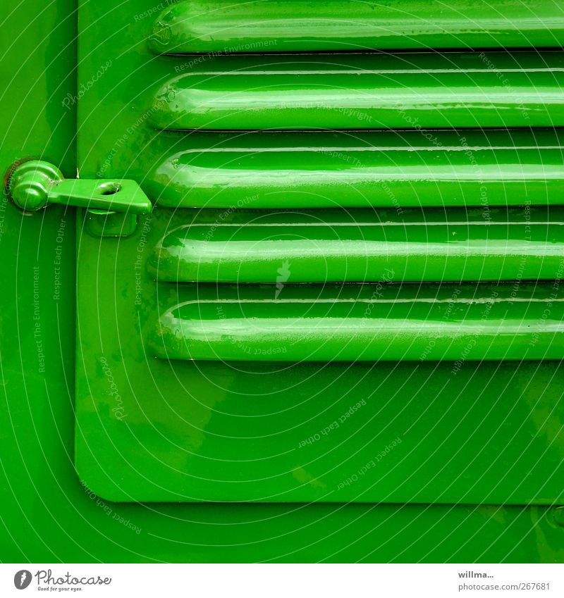 Bright green ventilation flap Vehicle Tractor Green Colour Closure Closed Ventilation Ventilation flap Vent slot Graphic Detail Abstract Pattern Deserted
