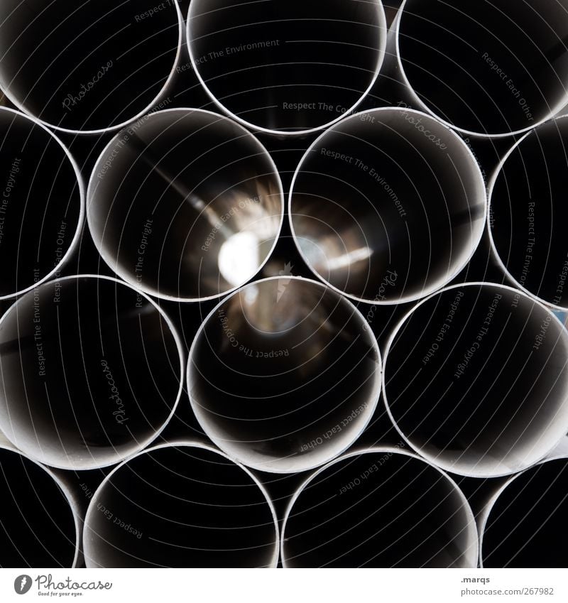 pipes Industry Construction site Plastic Many Black Perspective Pipe Drainpipe Straw Illustration Background picture Colour photo Close-up Abstract Pattern