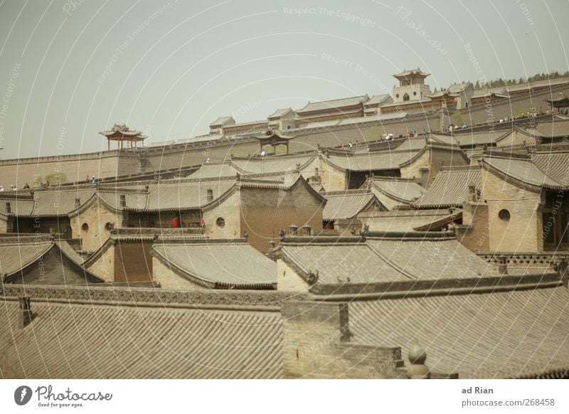 Nested Sky Cloudless sky Pingyao China Small Town Downtown Old town Skyline Populated House (Residential Structure) Hut Palace Castle Tower Wall (barrier)