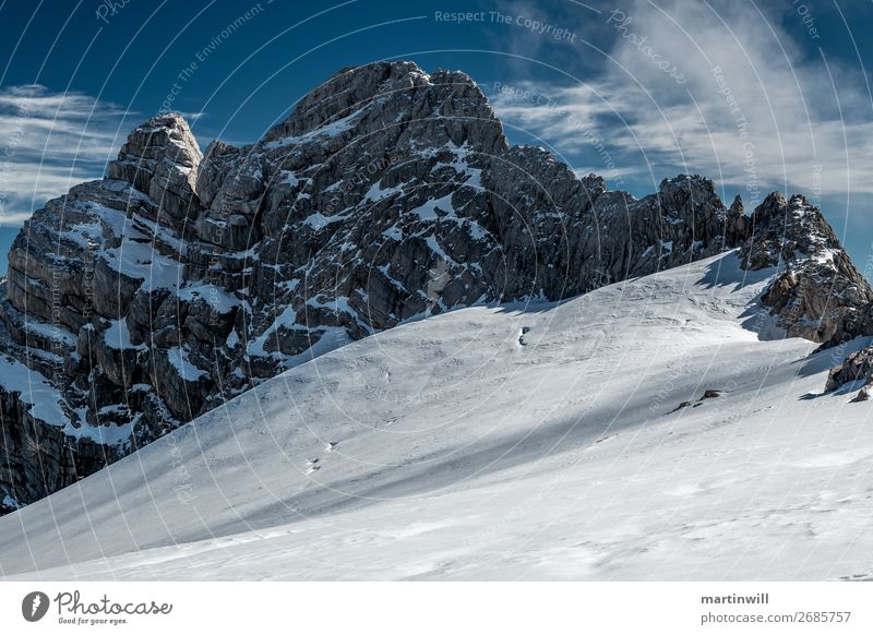 The Dirndln in the Dachstein massif above the Dachstein glacier Winter Snow Winter vacation Mountain Hiking Climbing Nature Landscape Ice Frost Rock Alps Peak