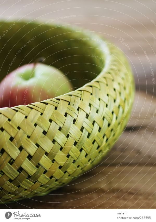 Apple in basket Food Fruit Nutrition Green Basket Close-up Healthy Decoration Wooden table Living or residing Bast Colour photo Interior shot Day