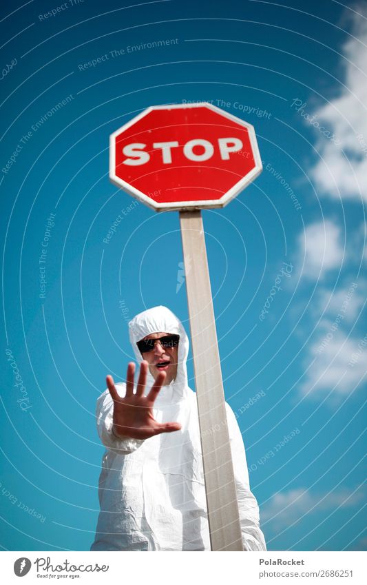 #AS# stop stop, now I'm talking! Human being Masculine Young man Youth (Young adults) Judicious Stop Stop sign White Costume Hand Stay Demonstration Aggression