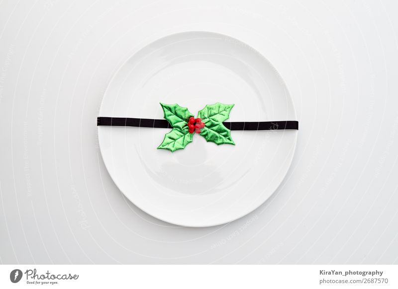 Christmas dinner concept mockup Dinner Plate Fork Winter Decoration Table Restaurant Feasts & Celebrations Christmas & Advent New Year's Eve Tree Bow tie Red