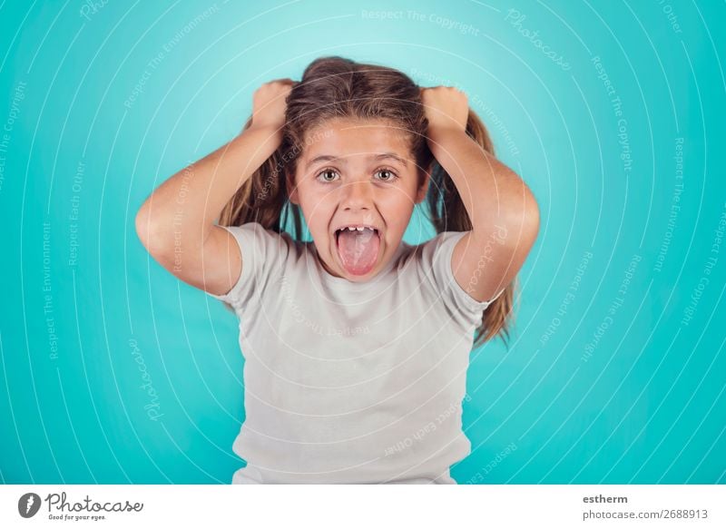 portrait of angry girl Lifestyle Human being Feminine Girl Infancy 1 8 - 13 years Child To talk Fitness Scream Sadness Aggression Rebellious Crazy Anger