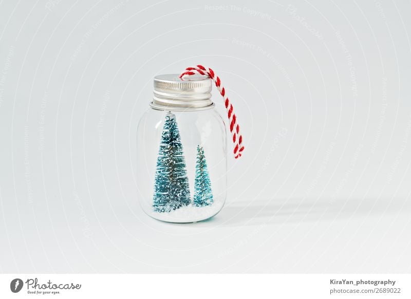 Miniature glass jar with artificial Christmas trees and snow Pot Bottle Style Design Joy Happy Winter Snow Decoration Feasts & Celebrations Christmas & Advent