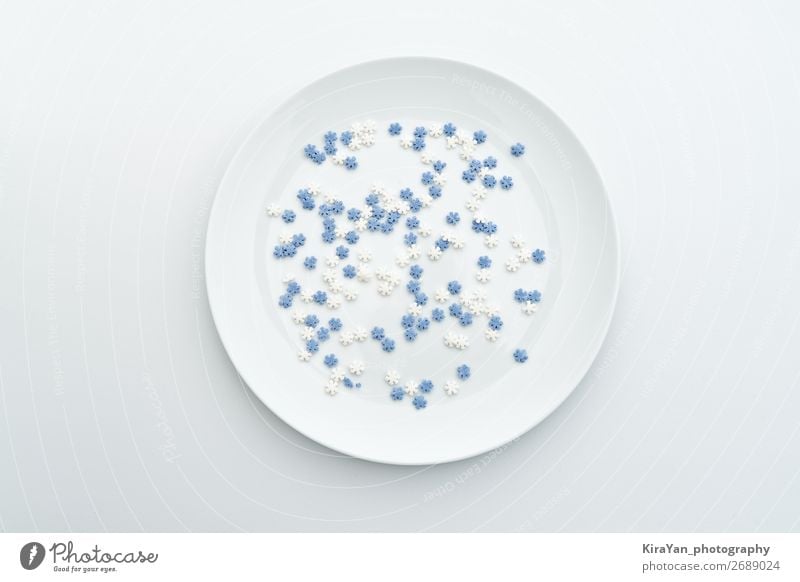 Abstract white plate with sweet snowflakes Dinner Plate Snow Decoration Restaurant Feasts & Celebrations Christmas & Advent New Year's Eve Blue White Tradition