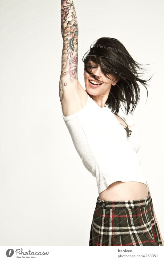 Rock it! Woman Tattoo Tattooed Tattoo artist Portrait photograph Youth (Young adults) Young woman Boy (child) Isolated Image Isolated (Position) 13 - 18 years