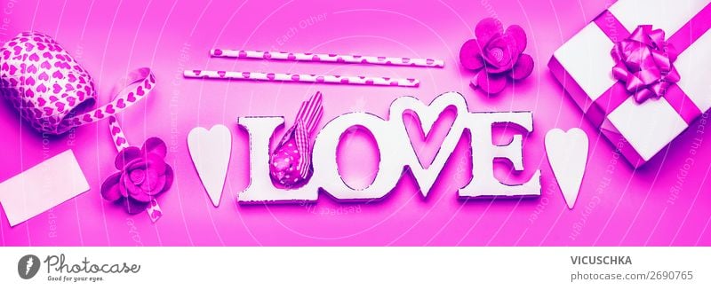 Valentine's day composing with love Shopping Design Joy Valentine's Day Decoration Bouquet Bow Sign Heart Flag Love Hip & trendy Pink Emotions box hearts