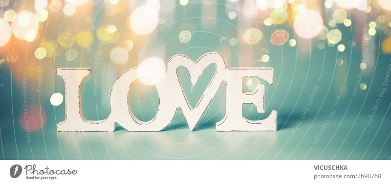 Word Love with Bokeh Light Style Design Decoration Party Event Feasts & Celebrations Valentine's Day Wedding Turquoise Emotions Symbols and metaphors Text Blur
