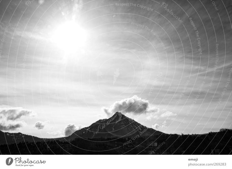 BW Environment Nature Landscape Sky Sun Climate Weather Beautiful weather Hill Mountain Peak Bright Black & white photo Exterior shot Deserted Copy Space top