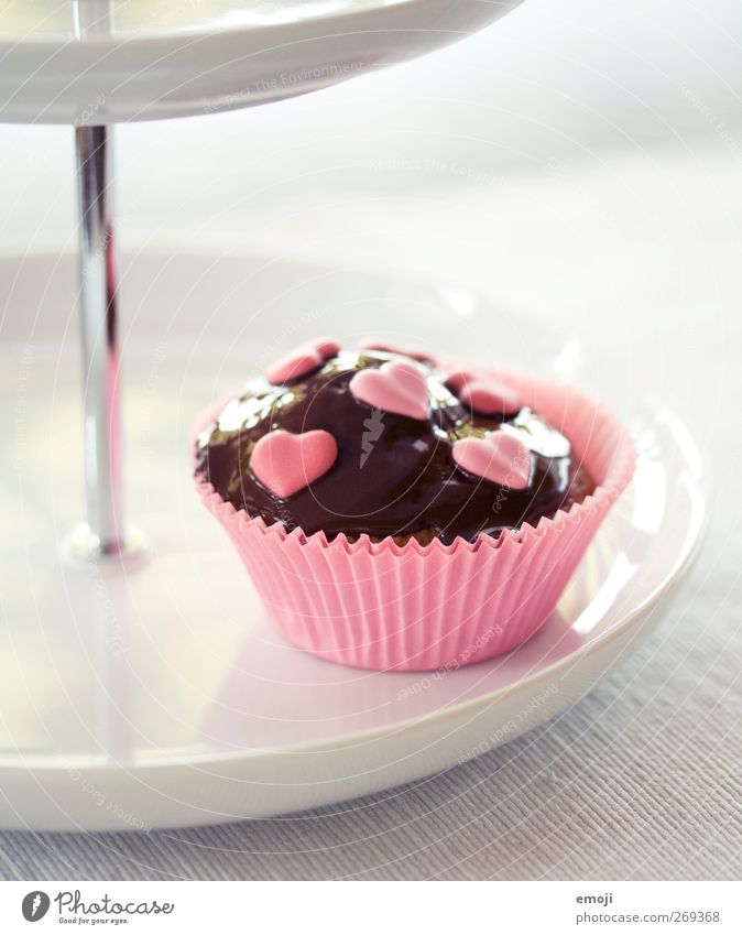 Heartfelt Dessert Candy Chocolate Slow food Finger food Crockery Sweet Pink White Muffin Sincere Heart-shaped Etagere Colour photo Interior shot Close-up
