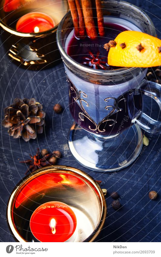 Winter mulled wine wineglass cinnamon drink holiday christmas hot beverage xmas anise warm spice winter orange punch alcohol cup food grog fruit celebration