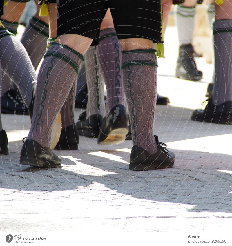 tight calves Feasts & Celebrations Fairs & Carnivals Spring celebration traditional costume train Human being Masculine Man Adults Legs Feet Calf Group Clothing