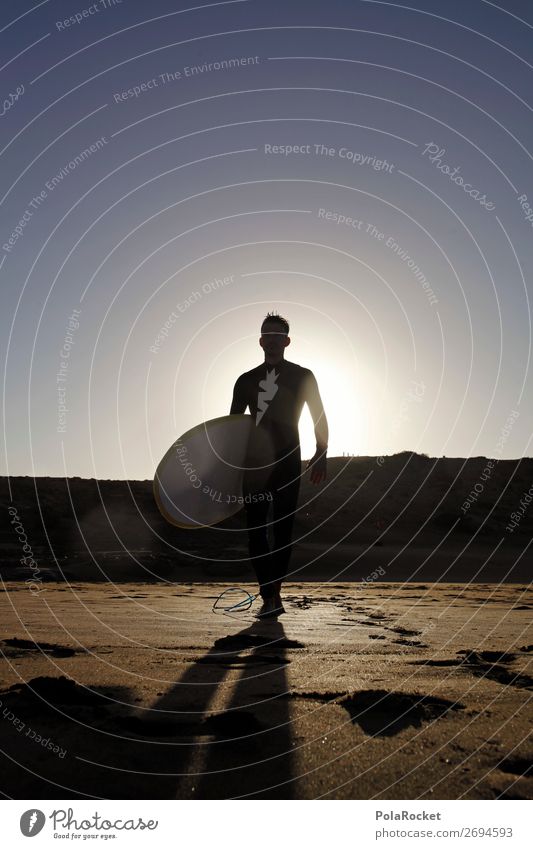 #AS# Let's go ! Lifestyle Joy Happy Anticipation Surfer Surfboard Walking Back-light Shadow Beach Sand Balance Discover Aquatics Silhouette Young man