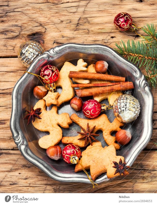 Christmas cookies and xmas baubles christmas holiday gingerbread decoration winter sweet dessert festive cinnamon homemade celebration bake anise vintage