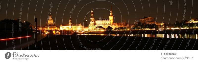 Dresden at night Town Old town Skyline Tourist Attraction Landmark Elegant Glittering Large Historic Warmth Subdued colour Exterior shot Evening Night Light
