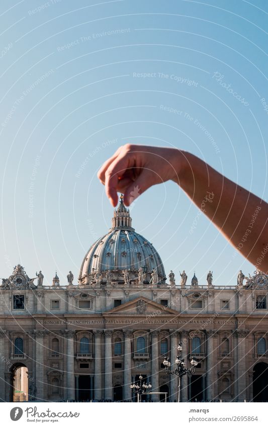 unveiling Hand Cloudless sky Dome Tourist Attraction Landmark St. Peter's Cathedral Exceptional Crisis Might Perspective Religion and faith Vatican Domed roof