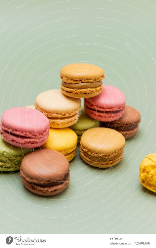 Vintage pastel colored French macaroons or macarons Dessert Gastronomy Fresh Bright Delicious Soft Yellow Green Colour 999 OLDER Beaded Orange Purple appetizing