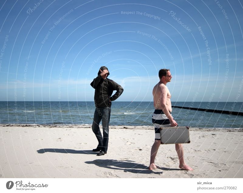 Hiddensee | Retrospective Exotic Summer Sun Beach Ocean Winter Human being Masculine Body Skin 2 30 - 45 years Adults Spring Beautiful weather Bad weather Jeans