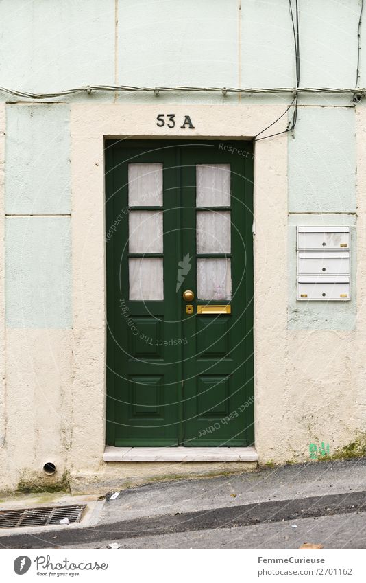 Door in Portugal House (Residential Structure) Vacation & Travel Living or residing Travel photography Lisbon Green Mint green Facade Colour photo Exterior shot