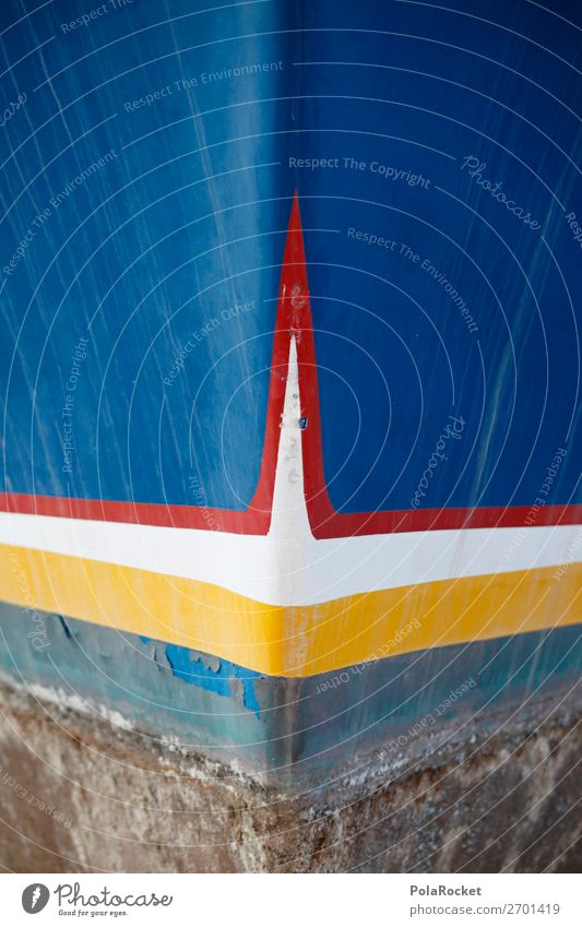 #AS# ShipBlue Art Esthetic Navigation Watercraft Bow Shipyard Colour photo Multicoloured Exterior shot Detail Experimental Abstract Deserted Copy Space left