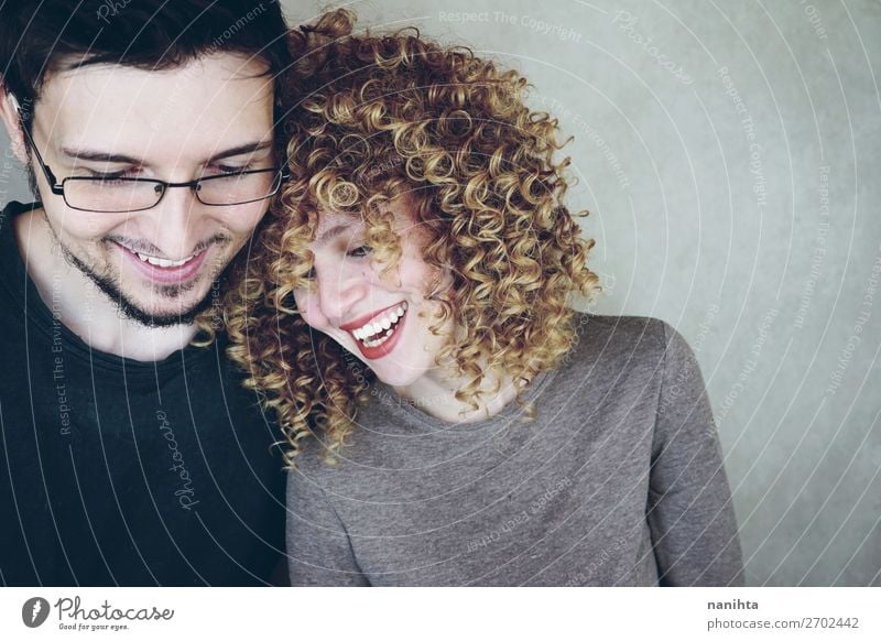 Portrait of a natural and happy caucasian couple Lifestyle Style Joy Beautiful Wellness Well-being Human being Masculine Feminine Woman Adults Man