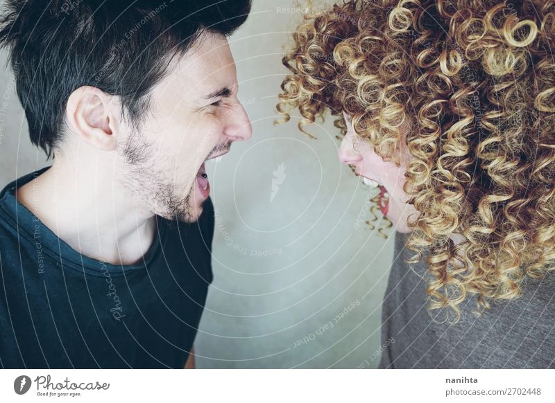 Portrait of couple of young people arguing Lifestyle Style Beautiful Human being Masculine Feminine Woman Adults Man Family & Relations Couple Partner