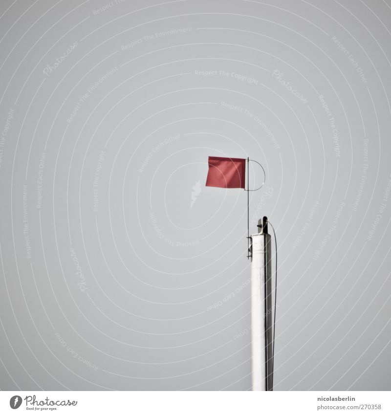 Hiddensee | Red Card Cloudless sky Weather Wind Simple Point Colour Flag Bans Colour photo Subdued colour Exterior shot Deserted Copy Space left Copy Space top