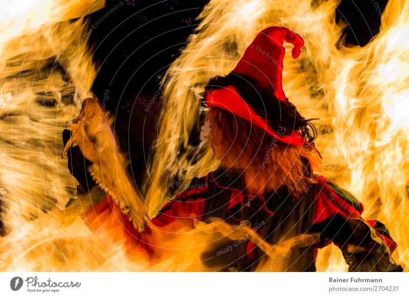 a witch stands in a fire Human being Feminine Woman Adults 1 Art Stage play Theatre Actor Hat Movement Dance Creepy Historic "Witch Fire Witch burning