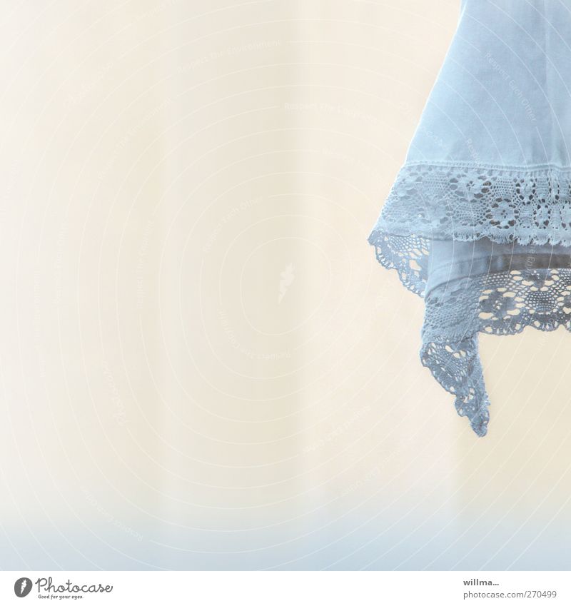 Lace trimmed cloth on an altar Altar Altar cloth Table Tablecloth Bright Purity Esthetic Nostalgia Point Light blue Handcrafts Belief Copy Space Altar Linen