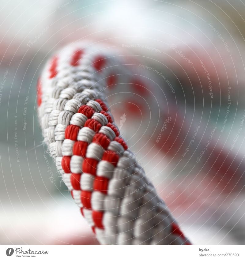 then you dew Sheet Fastener Rope ropes String Gray Red White Plaited Colour photo Exterior shot Close-up Detail Macro (Extreme close-up) Copy Space right