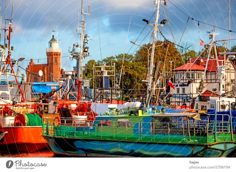 Port of Stolpmünde, Poland Vacation & Travel Tourism Adventure Far-off places Yacht harbour Exotic Blue Multicoloured Green Ustka Harbour Fishing port fischkut