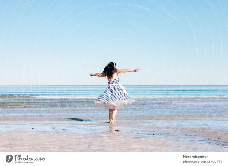 Airy on the beach. Life Meditation Vacation & Travel Tourism Summer vacation Beach Ocean Island Human being Feminine Woman Adults 1 Dance Dancer Sand Water