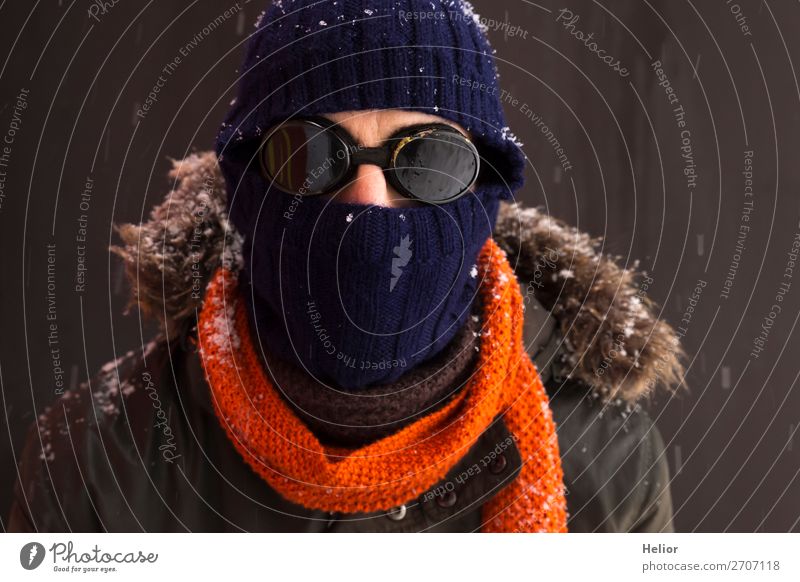 An adventurer in winter with old-fashioned sunglasses Vacation & Travel Adventure Expedition Winter Snow Sports Winter sports Man Adults 1 Human being