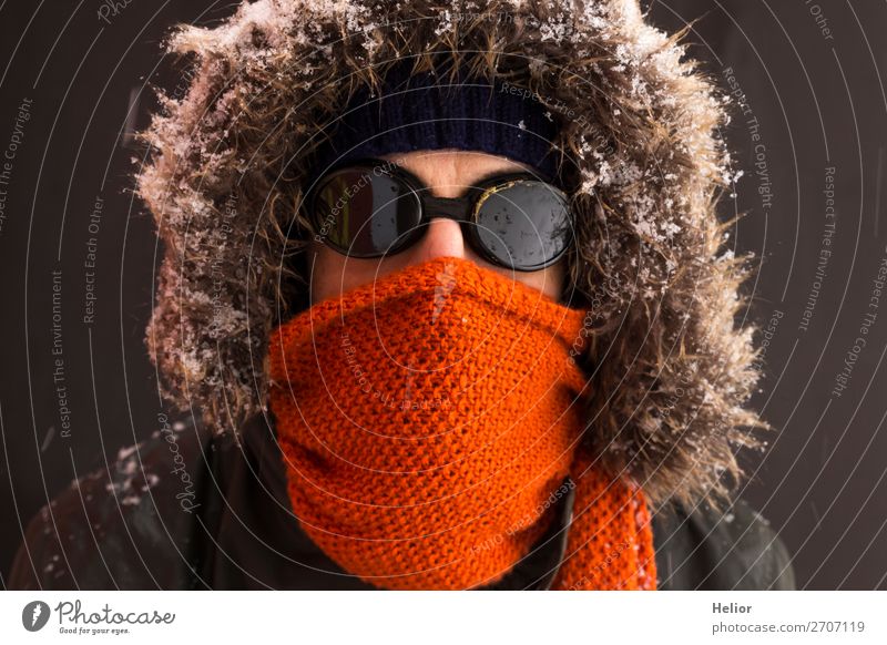 An adventurer in winter with old-fashioned sunglasses Vacation & Travel Adventure Expedition Winter Snow Sports Winter sports Man Adults 1 Human being
