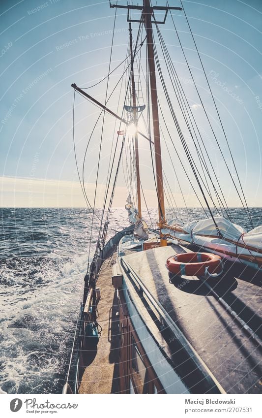 Old schooner at sunset. Lifestyle Leisure and hobbies Vacation & Travel Tourism Trip Adventure Far-off places Freedom Cruise Sun Ocean Sailing Sky Horizon Wind