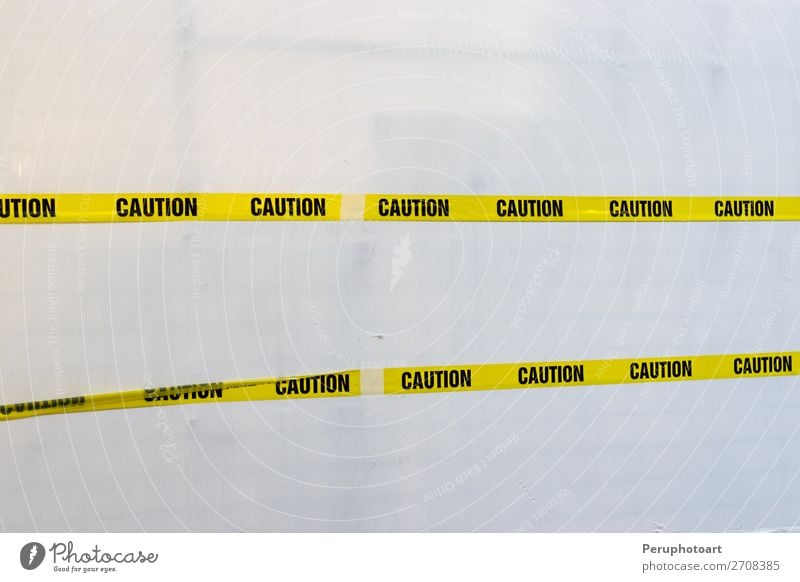 Yellow Plastic Caution Tape Old Dirty Black White Safety Safety (feeling of) Death Tape cassette danger care construction Murder isolated accessibility Diagonal