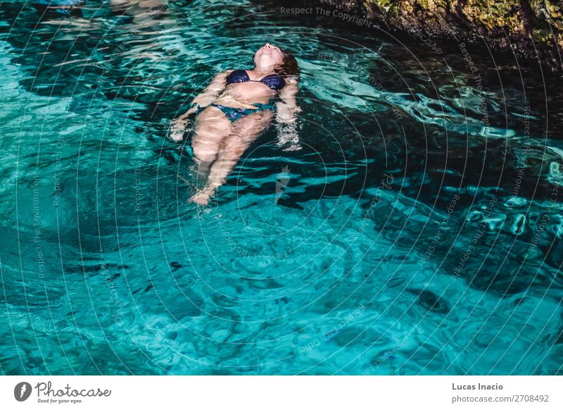 Girl at Hoyo Azul in Punta Cana, Dominican Republic Happy Vacation & Travel Tourism Summer Island Human being Feminine Young woman Youth (Young adults) Woman