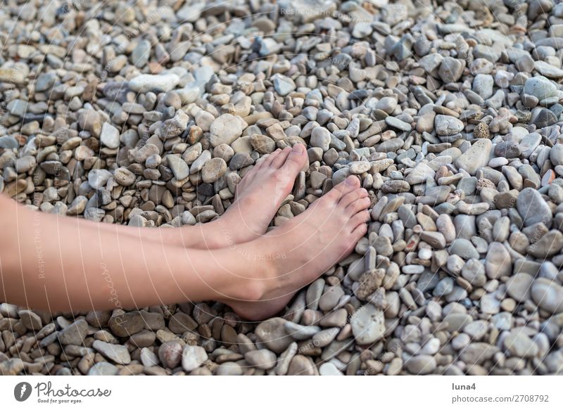 Barefoot on the stone edge Lifestyle Relaxation Calm Leisure and hobbies Vacation & Travel Tourism Summer Beach Child Girl Environment Nature Coast Stone feet