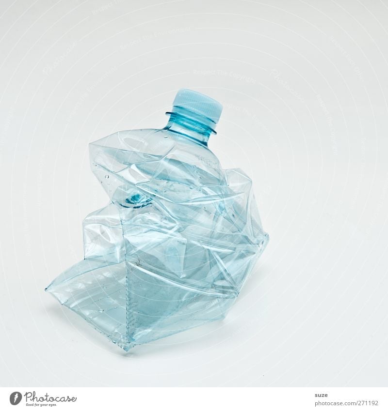 There, I'm done! Bottle Environment Packaging Plastic packaging Bright Broken Clean Thirst Environmental protection Recycling Deposit bottle Light blue Clarity