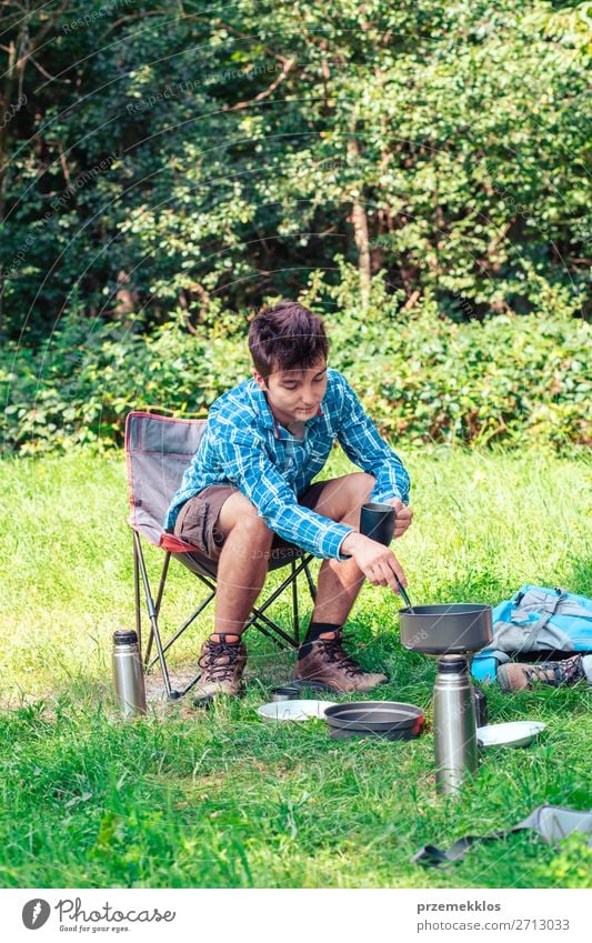 Spending a vacation on camping Lifestyle Relaxation Vacation & Travel Tourism Adventure Camping Summer Summer vacation Man Adults Youth (Young adults) 1