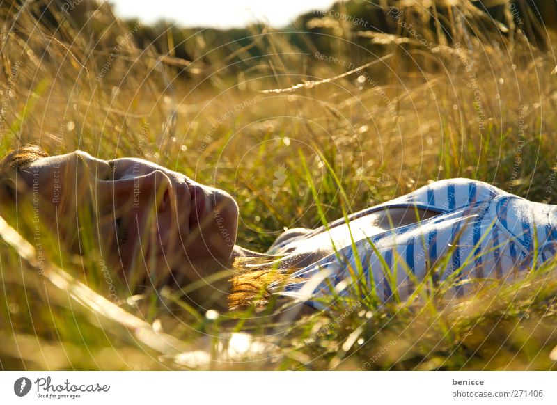 green grass Woman Human being Youth (Young adults) Young woman Lie Grass Meadow Nature Exterior shot Relaxation Sleep Contentment Vacation & Travel Home country