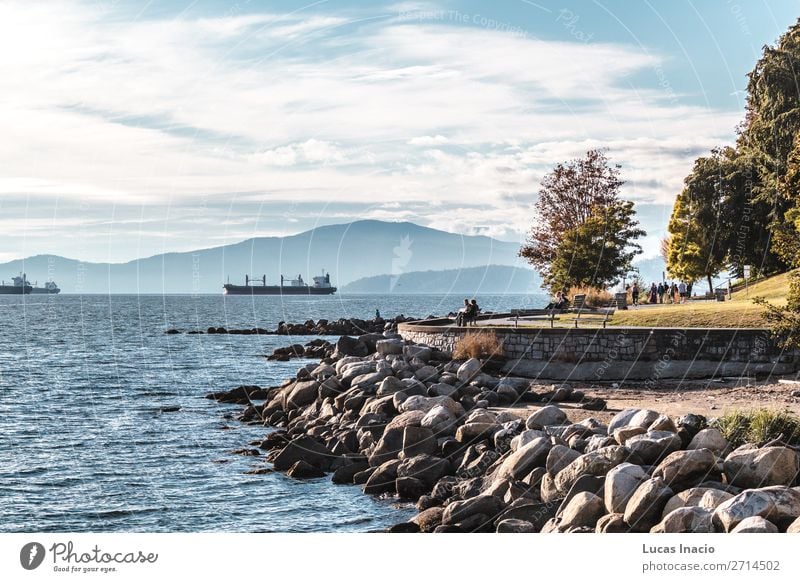 Stanley Park and the sea in Vancouver, Canada Summer Beach Ocean Environment Nature Sand Sky Tree Leaf Rock Coast Skyline Adventure Relaxation Vacation & Travel