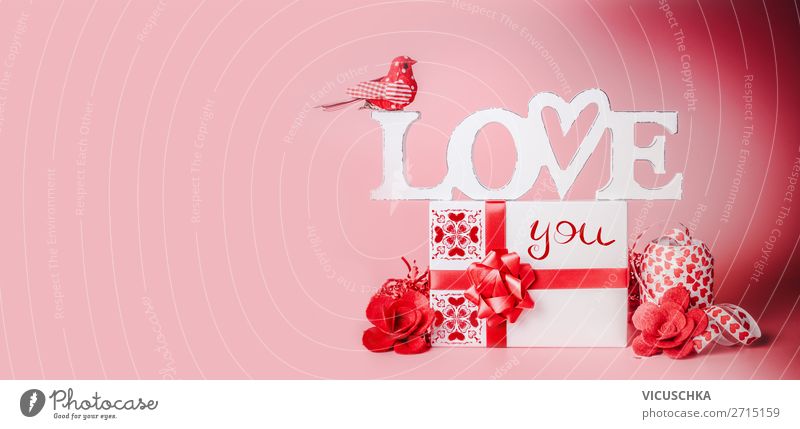 Valentine's Day Background with Gift Shopping Style Design Decoration Party Event Feasts & Celebrations Bow Heart Flag Love Red Tradition Background picture